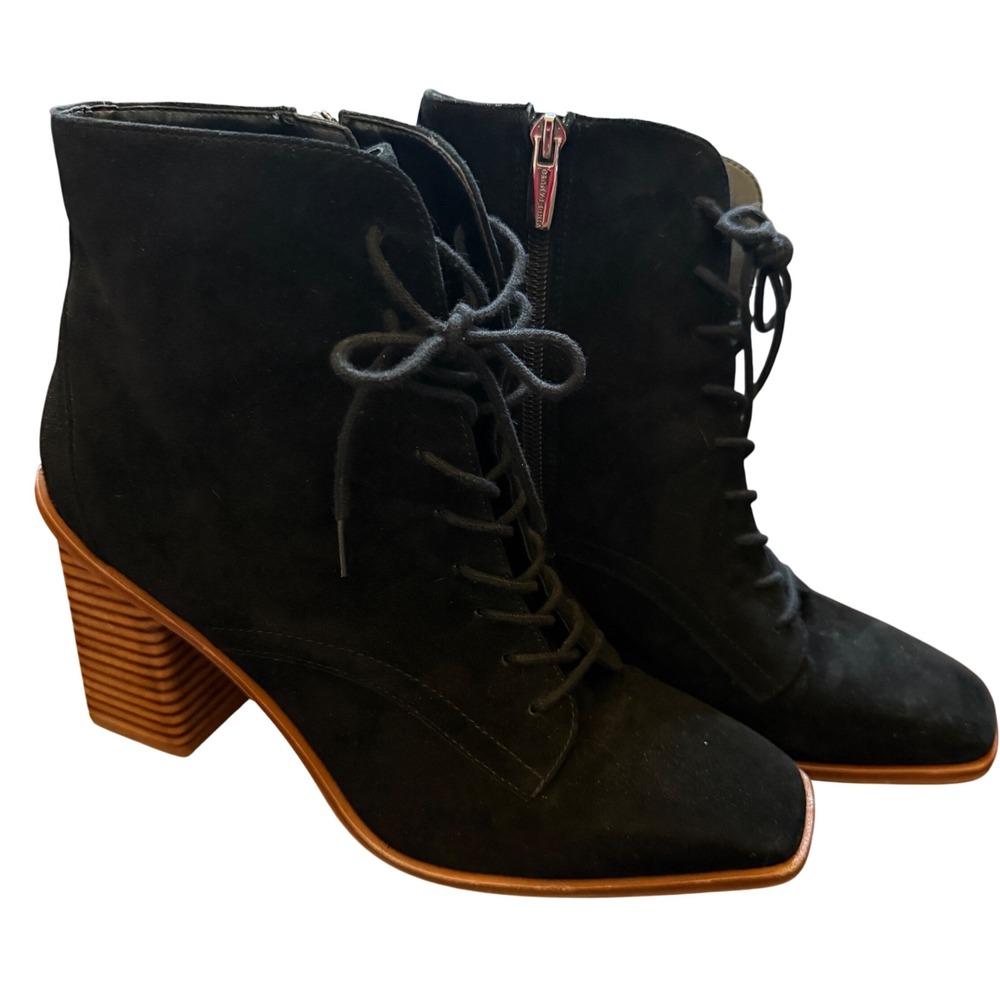 Vince Camuto Dreveri Lace Up Bootie Black Sz 10 Whimsigoth Goth‎ Witchy Boho